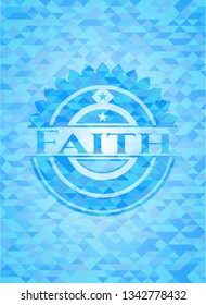 Faith sky blue emblem. Mosaic background