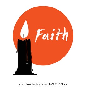 Faith symbolized by a candle vector illustration, hope and belief concept, religion Christianity and pray, isolated on white.