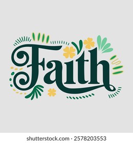 Faith text of saint patrick day vector typography transparent background