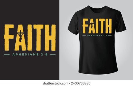 Faith - Typographical Black Background, T-shirt, mug, cap and other print on demand Design, Vector, EPS, JPG