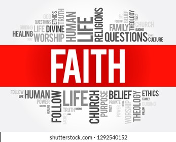 Faith word cloud collage , social concept background