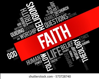 Faith word cloud collage , social concept background