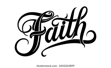 Faith - word hand lettering. Handmade vector calligraphy.