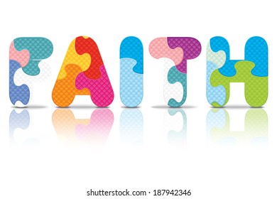FAITH written with alphabet puzzle - vector illustration