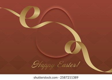 Faithful Easter. Easter-themed design, golden ribbon, deep red background, sacred tradition, faith, Christian beliefs, holy blessings, joy, renewal, devotion.