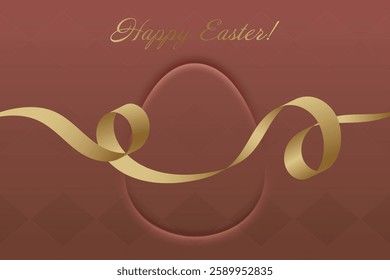 Faithful Easter. Easter greeting, golden ribbon, deep red background, Christian beliefs, resurrection, sacred tradition, divine grace, prayer, joy, devotion.