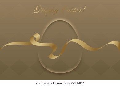 Faithful Easter. A refined golden ribbon shines over a soft beige background, embodying Easter elegance. This festive greeting represents hope, resurrection, spiritual rebirth, faith