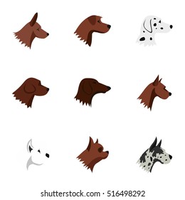 Faithful friend dog icons set. Flat illustration of 9 faithful friend dog vector icons for web