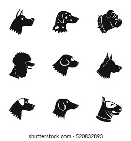 Faithful friend dog icons set. Simple illustration of 9 faithful friend dog vector icons for web