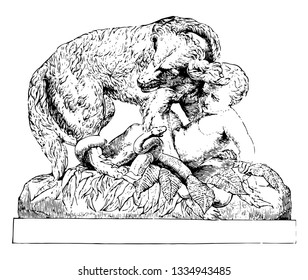 Faithful Friend Sculpture is a story told by the sculptor, vintage line drawing or engraving illustration.