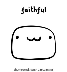 Dibujo vectorial de mano fiel en el estilo de doodle de dibujos animados cara emoción expresiva hombre letras