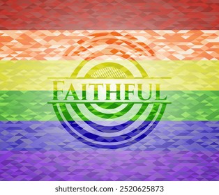 Faithful lgbt colors emblem. Vector Illustration. Mosaic. 