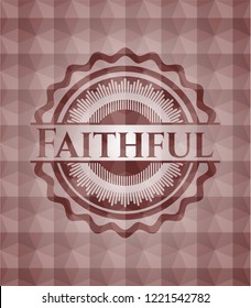 Faithful red seamless badge with geometric pattern.