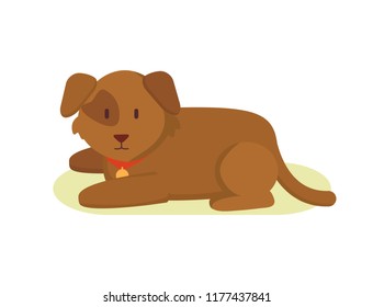 Faithful watchdog puppy farm animal in cartoon style. Domestic dog animal as pet and household helper vector illustration in color isolated on white.