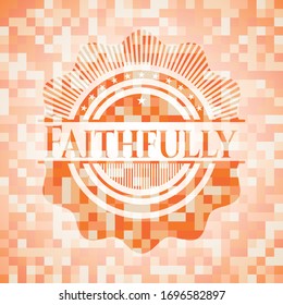 Faithly orange Mosaik Emblem. Vektorillustration Illustration. Detaillierte Angaben.