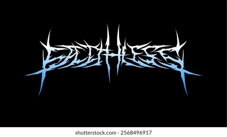 Faithless typography vector design. sharp, tribal and spiked, angular edges and a gradient blue white effect on a black background. Perfect for metal bands