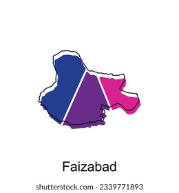 Faizabad City of India map vector illustration, vector template with outline graphic sketch design