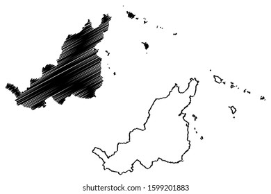 Fajardo municipality (Commonwealth of Puerto Rico, Porto Rico, PR, Unincorporated territories of the United States) map vector illustration, scribble sketch Fajardo map