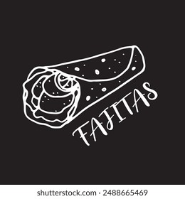 Fajitas illustration on black color
