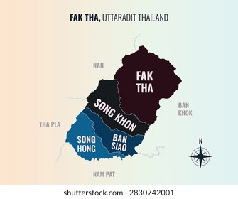Fak tha Uttaradit Amp into Tambon in a minimalist colorful style