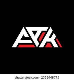 FAK triangle letter logo design with triangle shape. FAK triangle logo design monogram. FAK triangle vector logo template with red color. FAK triangular logo Simple, Elegant, and Luxurious design.