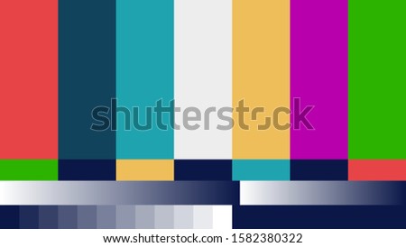 Fake abstract No Signal TV retro television test pattern for creative work. Color RGB Bars vector Illustration.