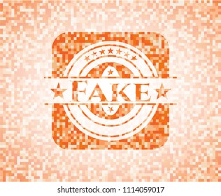 Fake abstract orange mosaic emblem