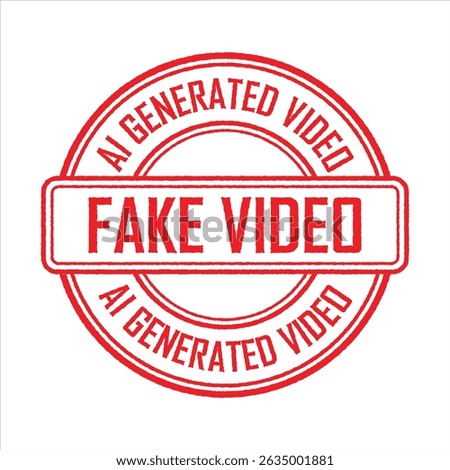 Fake AI Generated Video Stamp – Red Grunge Vector Label Design