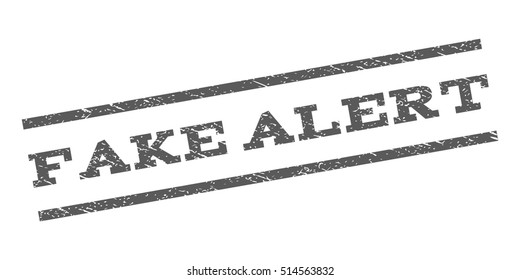 Fake Alert watermark stamp. Text caption between parallel lines with grunge design style. Rubber seal stamp with dust texture. Vector grey color ink imprint on a white background.