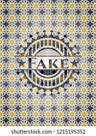 Fake arabesque emblem background. arabic decoration.