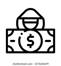 Fake Banknote Fraudster Icon Vector. Outline Fake Banknote Fraudster Sign. Isolated Contour Symbol Illustration