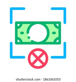 Fake Banknote Orientation Icon Vector. Outline Fake Banknote Orientation Sign. Isolated Contour Symbol Illustration