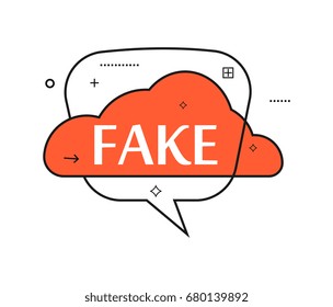Fake chat bubble. Fake news promotion text in speech chat bubble. Vector illustration isolated on white background
