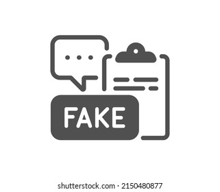 Falsches Dokumentsymbol. Propaganda Verschwörung Clipboard Schild. Falsches Wahrheitssymbol. Klassische Wohnfläche. Qualitätsdesign-Element. Einfaches falsches Dokumentsymbol. Vektorgrafik
