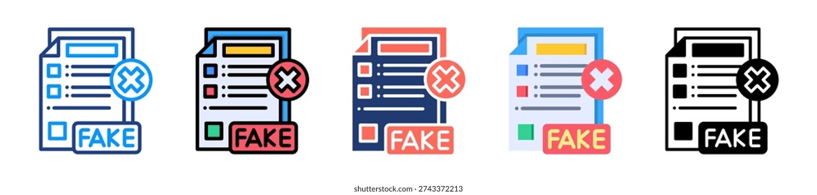 Fake Documents Icon Set Multiple Style Collection Vector Illustration