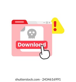 Fake download link buttons are dangerous, malicious files or malware from internet concept illustration flat design vector. simple graphic element for infographic, icon