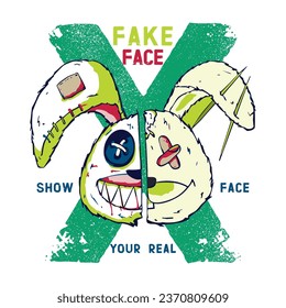 fake face haha emoji and typography. Vector illustration design for slogan tee, t-shirt, fashion graphic, print, and sweatshirt. Creative Tshirt Design Vector