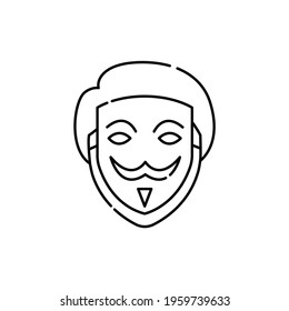 Fake face olor line icon. ID and verifying person. Pictogram for web page, mobile app, promo.