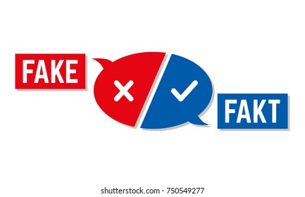 Fake or Fact Button in Red and Blue (written in German)