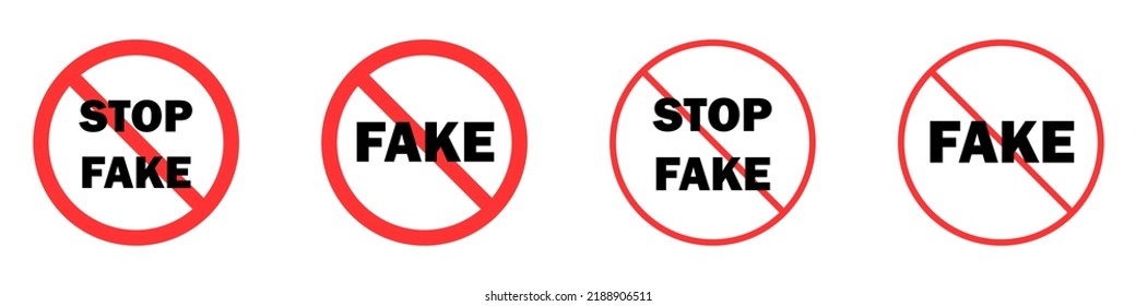 Fake. False Information And News In The Media. Stop Fake And Misinformation. Icon Set. Vector Illustration