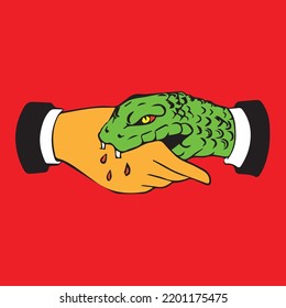 Fake friend artwork illustration, snake concept, hand sign, reptile design, fun doodle, isolated design, funny nature, cheerful texture, traditional symbol, animal icon. reptile art.