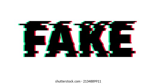 Fake glitch text web element. Cyber error style, disinformation concept. False propaganda illustration.