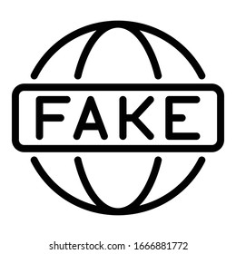 Fake global media icon. Outline fake global media vector icon for web design isolated on white background