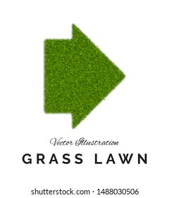 Fake green grass or astroturf arrow background. Eco home concept with 3d vector turf field or carpet illustration isolated