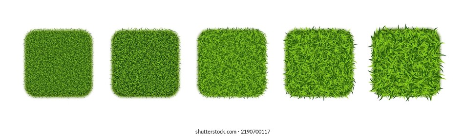 Pastel verde falso o fondo cuadrado astroturf. Concepto de hogar ecológico con 3d vector turf ilustración de campo de fútbol aislado