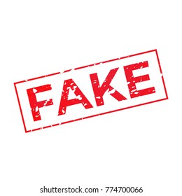 Fake grunge false red stamp illustration isolated on white background