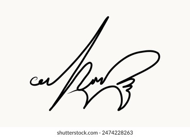 Fake hand drawn autograph. Handwritten signature for sign papers and documents