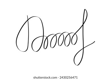 Falsos autógrafos dibujados a mano con la letra D. Ficticio garabato de firma manuscrita para certificado de negocios o nota. Ilustración del doodle del vector aislado en fondo transparente