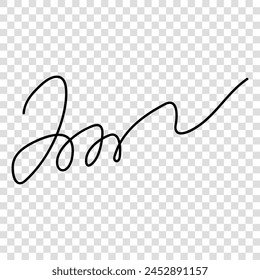 Fake hand written autograph template. Vector illustration isolated on transparent background
