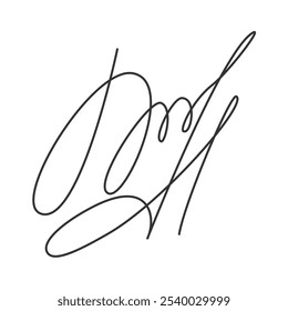 Fake handwritten autograph. Hand Drawn signature isolated. Sign for certificate, letter, official documents, business design projects. Vector illustration